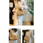 Handmade Straw Woven Bag Beach Clutch Purses Women Vacation Shell Shoulder Crossbody Summer Dumpling Handbag Basket Tote