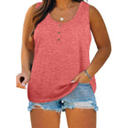 Womens Plus Size Tank Tops Summer Sleeveless Henley T-Shirts Tops Casual Button Down Tunics Shirts
