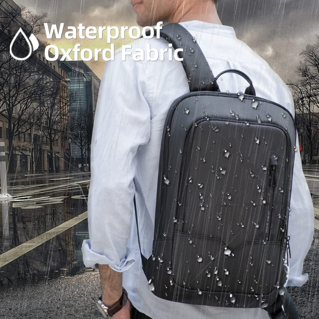 Hk Backpack For Men Business Slim Laptop Bag | Anti Theft Travel Backpacks 15.6 Inch Laptop Water Resistant Computer Bag For Work Office College, Black