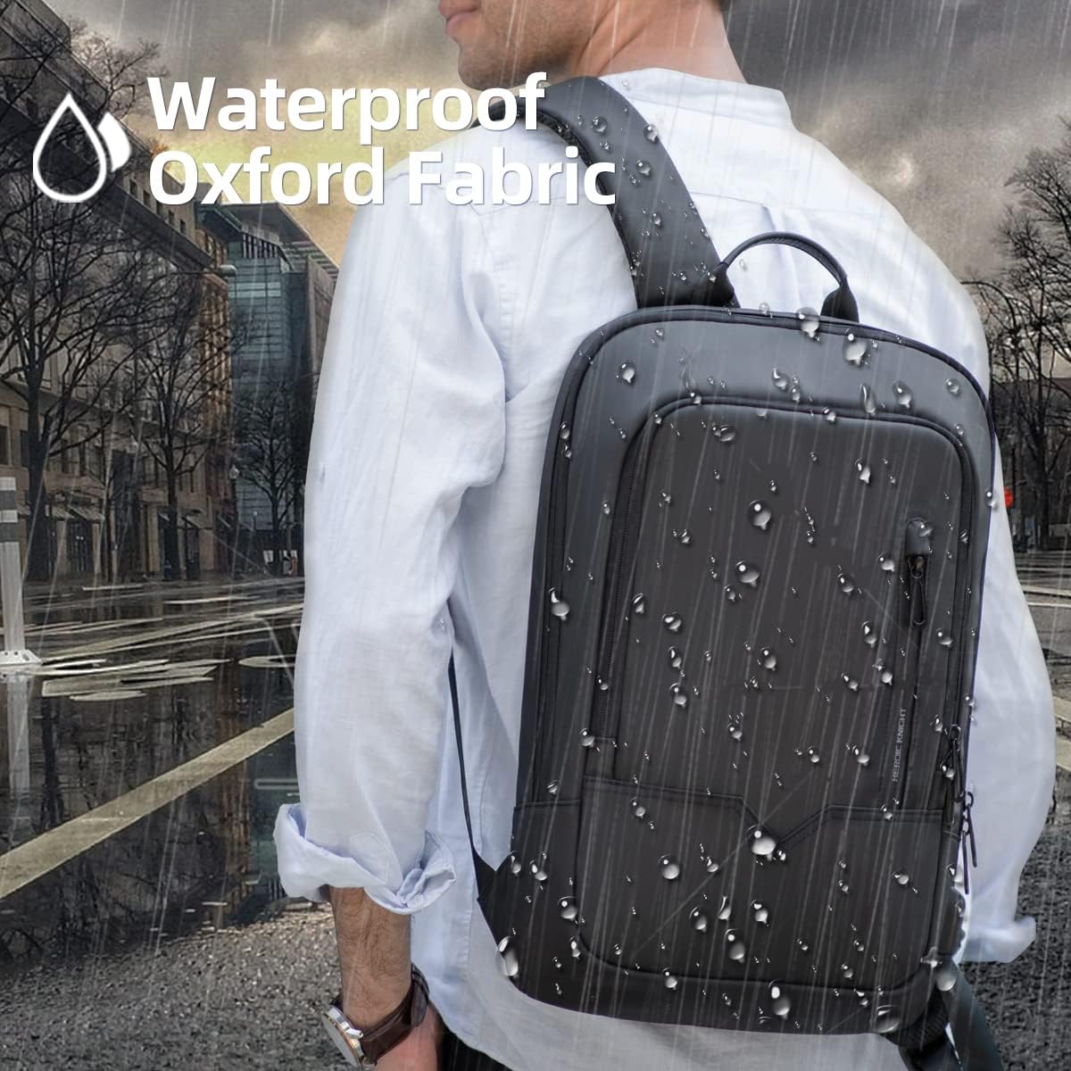 Hk Backpack For Men Business Slim Laptop Bag | Anti Theft Travel Backpacks 15.6 Inch Laptop Water Resistant Computer Bag For Work Office College, Black