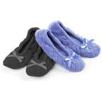 Isotoner Women'S 2 Pack Mictroterry Ballerina Slipper With A Satin Bow