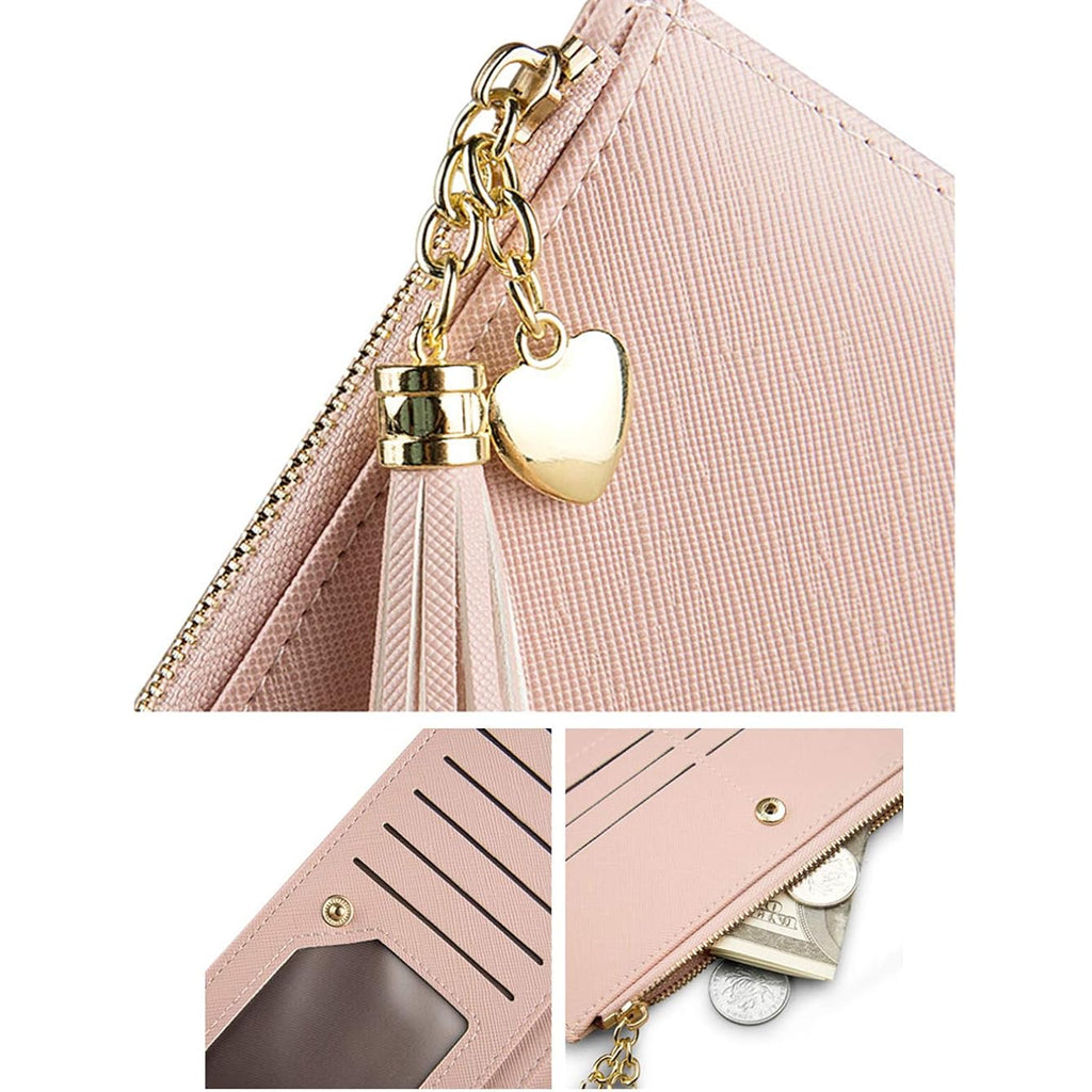 Valentoria Womens Wallet Cute Elegant Long Slim Card Holder Case Minimalist Coin Purse Thin Tassels Zip Clutch Wallets for Girls Ladies | Cute, Elegant, Long, Slim, Case, Minimalist