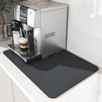 Amoami Coffee Mat Dish Drying Mat For Kitchen Counter-Bar Accessories, Hide Stain, Rubber Backed, Absorbent, Fit Under Coffee Maker, Espresso Machine, Pot, Dish Rack, 12"X19", Dark Grey