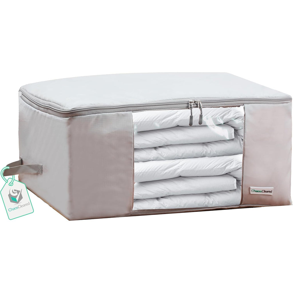 Comforter Storage Bag - Folding Organizer Bag For King/Queen Comforters, Pillows, Blankets, Bedding/Quilt, Blanket, Duvet, Mothproof Space Saver; Large Collapsible Organizers, 24"X14"X11"