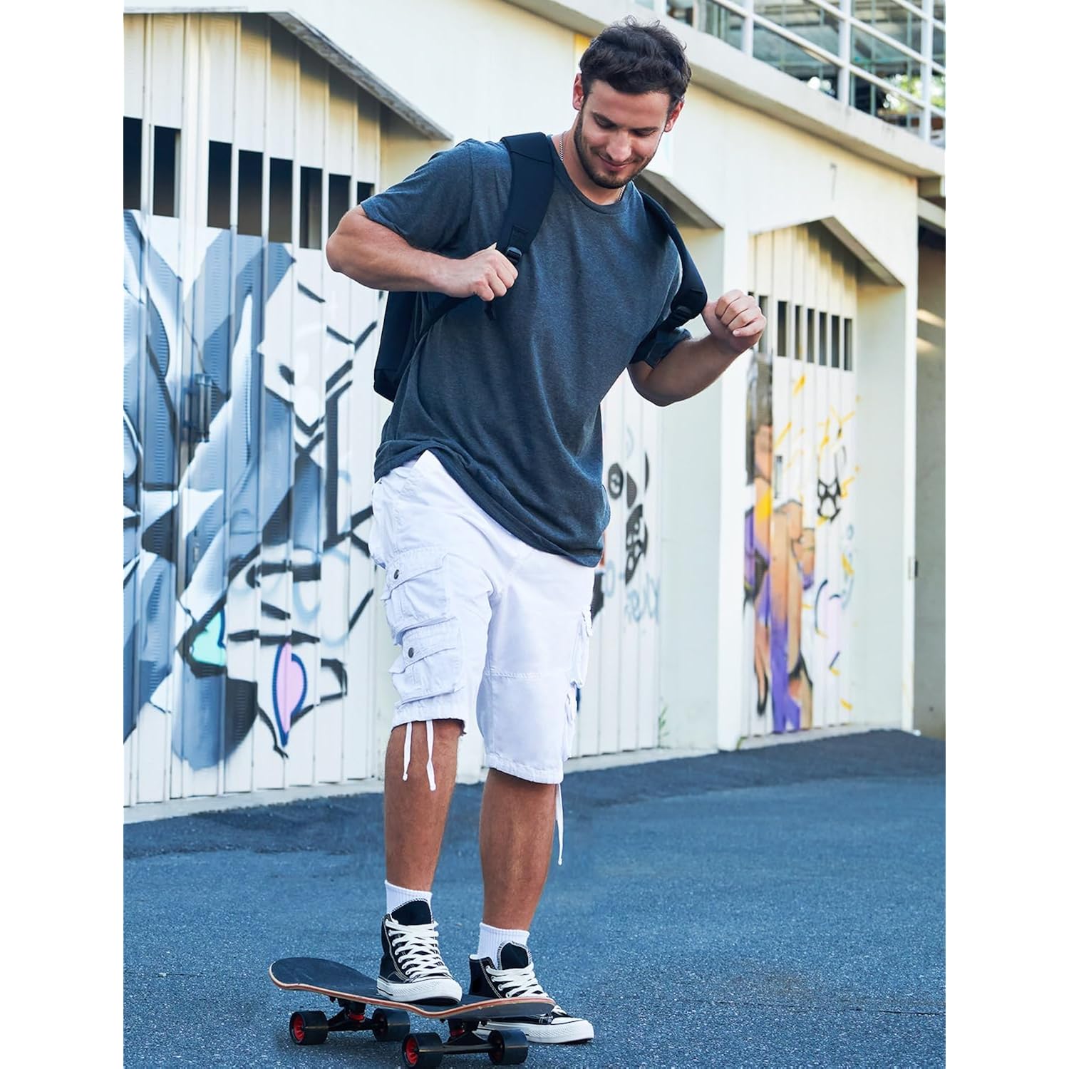 Ygreyg Mens Cargo Shorts Long Capri Below The Knee Shorts 3/4 Relaxed Fit Long Shorts With Pockets