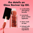 E.L.F. Glow Reviver Lip Oil, Nourishing Tinted Lip Oil For A High-Shine Finish, Infused With Jojoba Oil, Vegan & Cruelty-Free, Jam Session