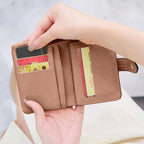 Small Genuine Leather Wallet For Women Trifold/Bifold Rfid Blocking With Zipper Coin Pocket Black (Pink)