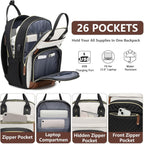 Laptop Backpack For Women Bag - 15.6 Inch Work Travel Backpack With Usb Charger College Bookbag Waterproof Business Computer Backpack Anti-Theft Casual Backpacks For Nurse Teacher Beige Black Brown