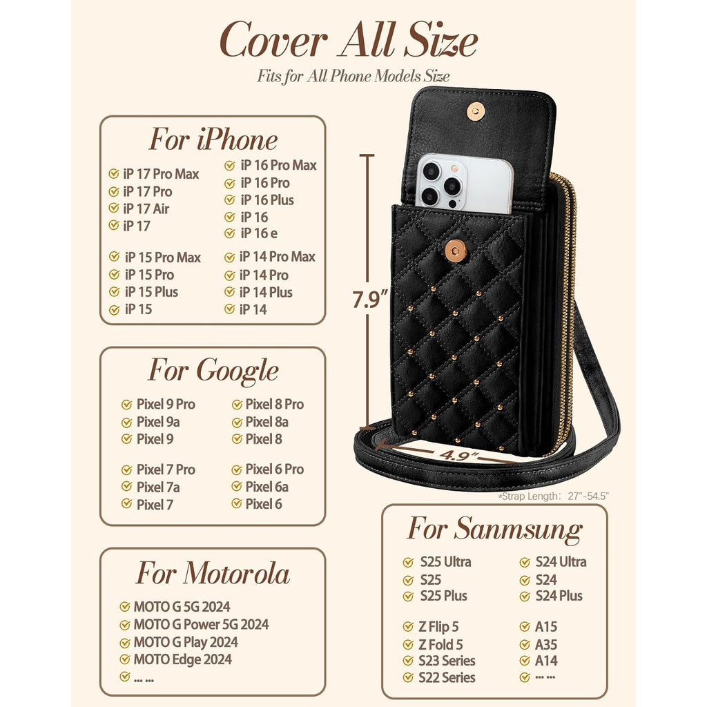 Miss Adola Crossbody Phone Purse For Women - Cute Small Bags Cellphone Wallet Rfid Blocking With Strap Zipper And Card Slots