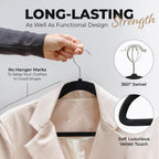 100 Pack Velvet Hanger For Shirt Pants Dresses Skirts Suits Jackets - Slim Space Saving Design - Standard Coat Hanger - Sturdy & Durable Design With Shoulder Grooves Hook