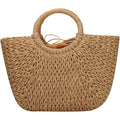 Yyw Straw Bags For Women,Hand-Woven Straw Large Bag Round Handle Ring Tote Retro Summer Beach Rattan Bag