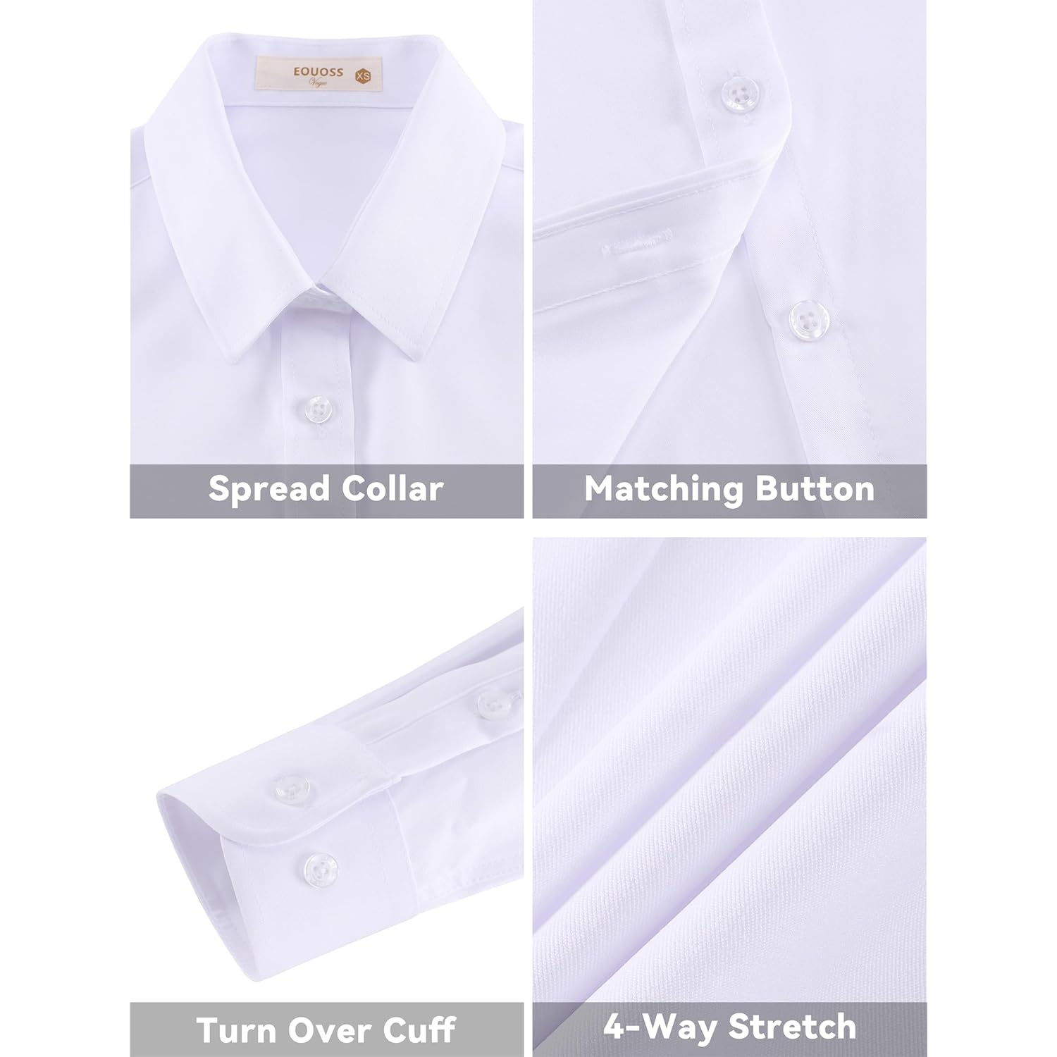 Button Down Shirts for Women Dress Shirts Long Sleeve Stretch Wrinkle Free Work Solid Casual Office Blouses Top