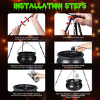 Halloween Decorations Outdoor - Large Witches Cauldron On Tripod With Cauldron Diffuserr And Big Skeleton - Black Plastic Cauldron Halloween Decor For Outside Yard Lawn Home Porch Door