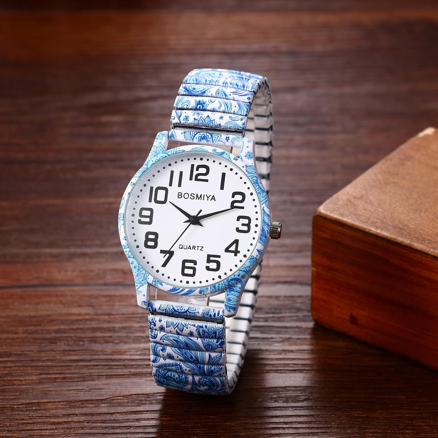 Avaner Women's Stretch Band Watches: Ladies Boho Printed Elastic Strap Easy Reader Analog Quartz Bangle Wrist Watch