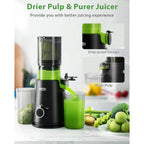 ECOSELF Juicer Machines Easy to Clean, With Wide Mouth & Large Feed Chute For Whole Fruits & Vegetables, Slow Masticating Juicer Hands-Free, Quiet Motor, Cold Press Juicer For Family, With Pusher