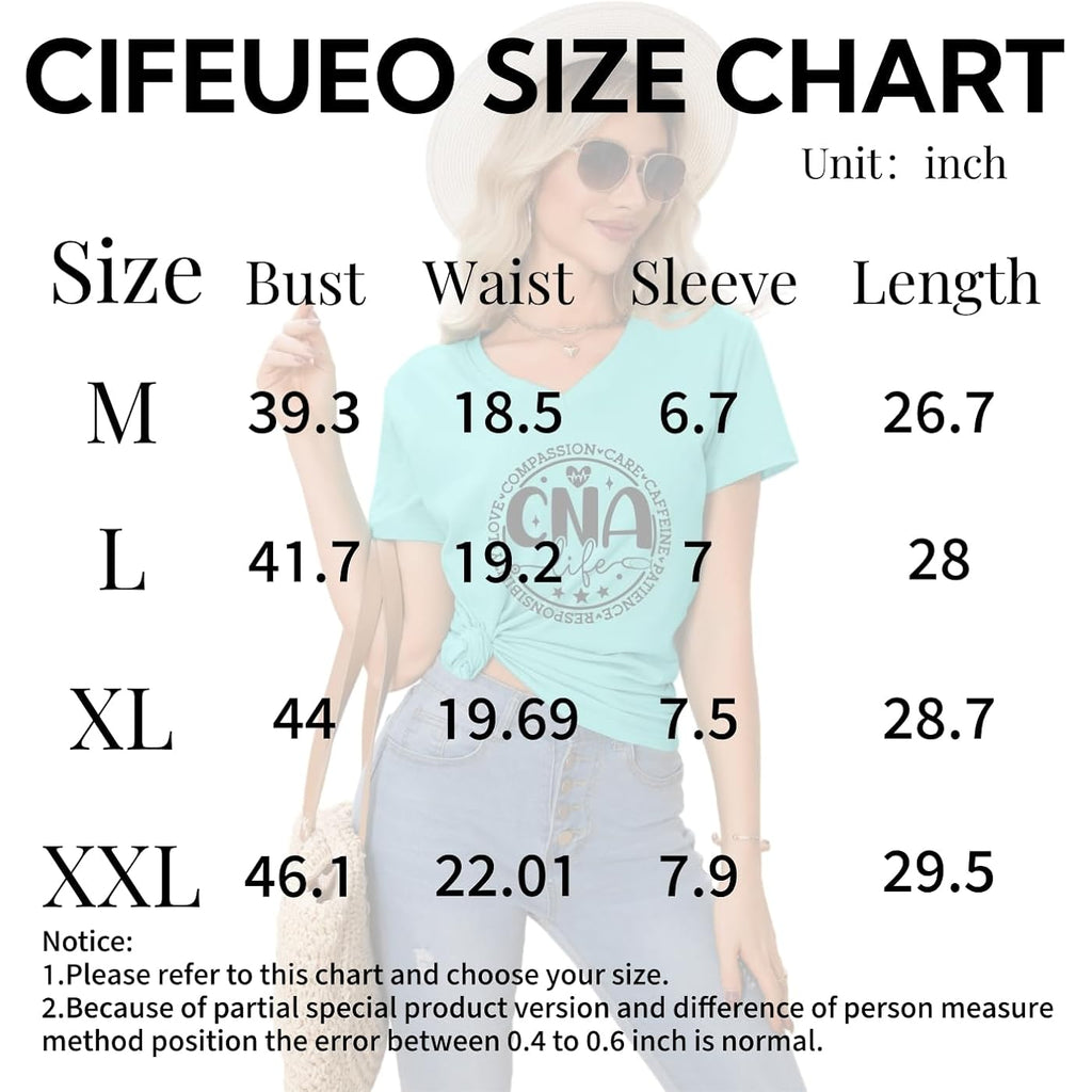 Nurse V Neck T Shirts for Women, Certified Nursing Assistant CNA T-Shirt, Casual CNA Life Short Sleeve Tops Aqua Blue