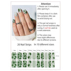 UV Gel Nail Stickers, Green Leaf 20pcs Semi Cured Gel Nail Strips, Wraps for Home Manicure DIY