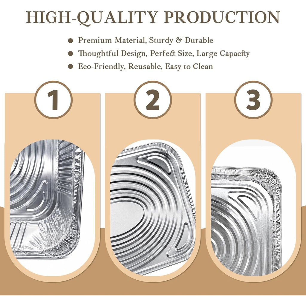 30 Pack Aluminum Foil Pans, 9X13 Disposable Baking Pans, Heavy Duty Food Containers For Baking, Cooking, Roasting, Meal Prep, Parties, Bbq & Catering