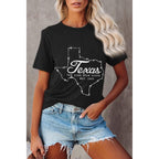 Vintage Texas T Shirt 1845 Womens Summer Funny Casual Map Graphic Tees Short Sleeve Tops