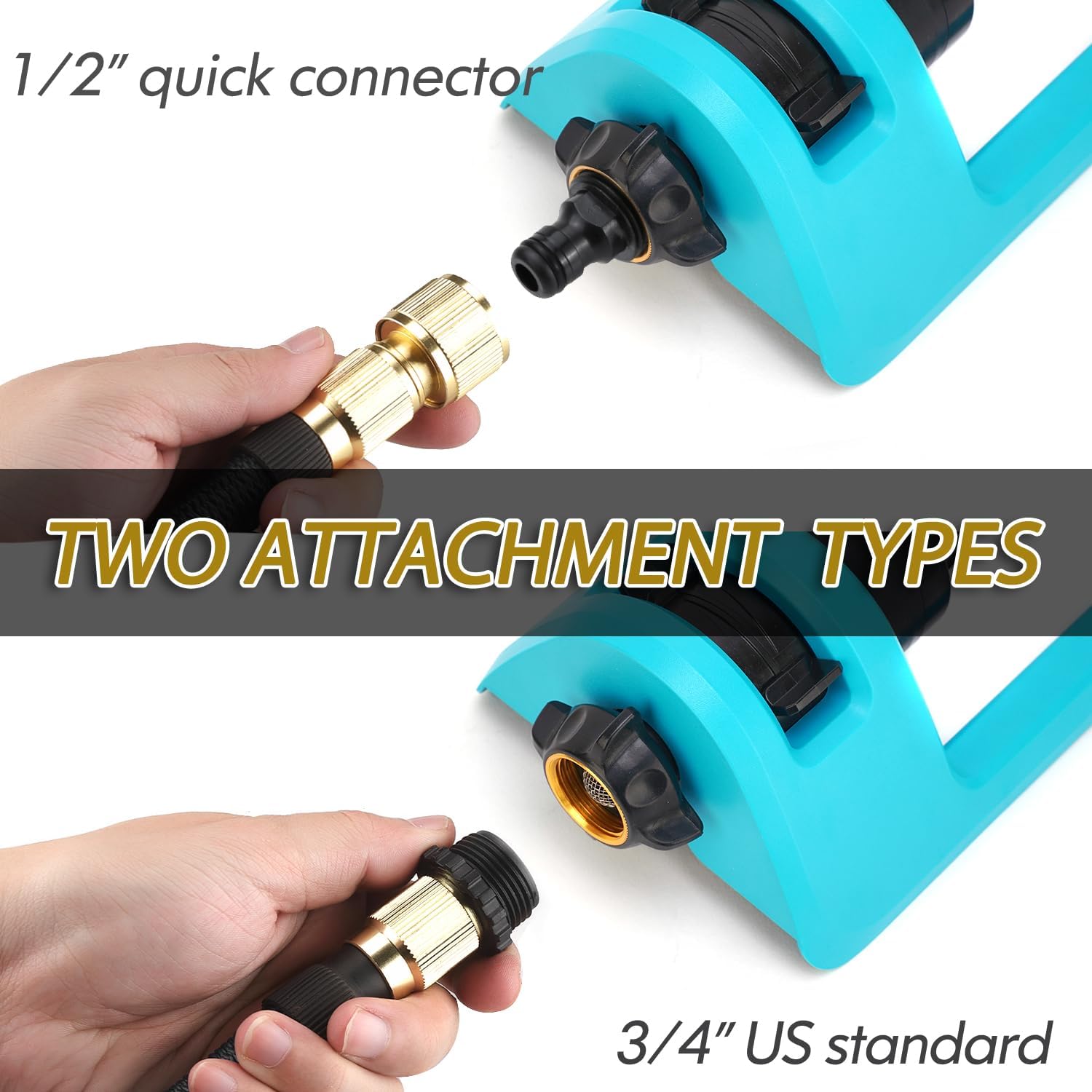 Lawn Sprinkler, 18 Brass Nozzles Garden Water Oscillating Sprinkler For Yard Covers Up To 3,600 Sq.Ft, Heavy Weight Base, Built-In Spray Jet Cleaning Needle