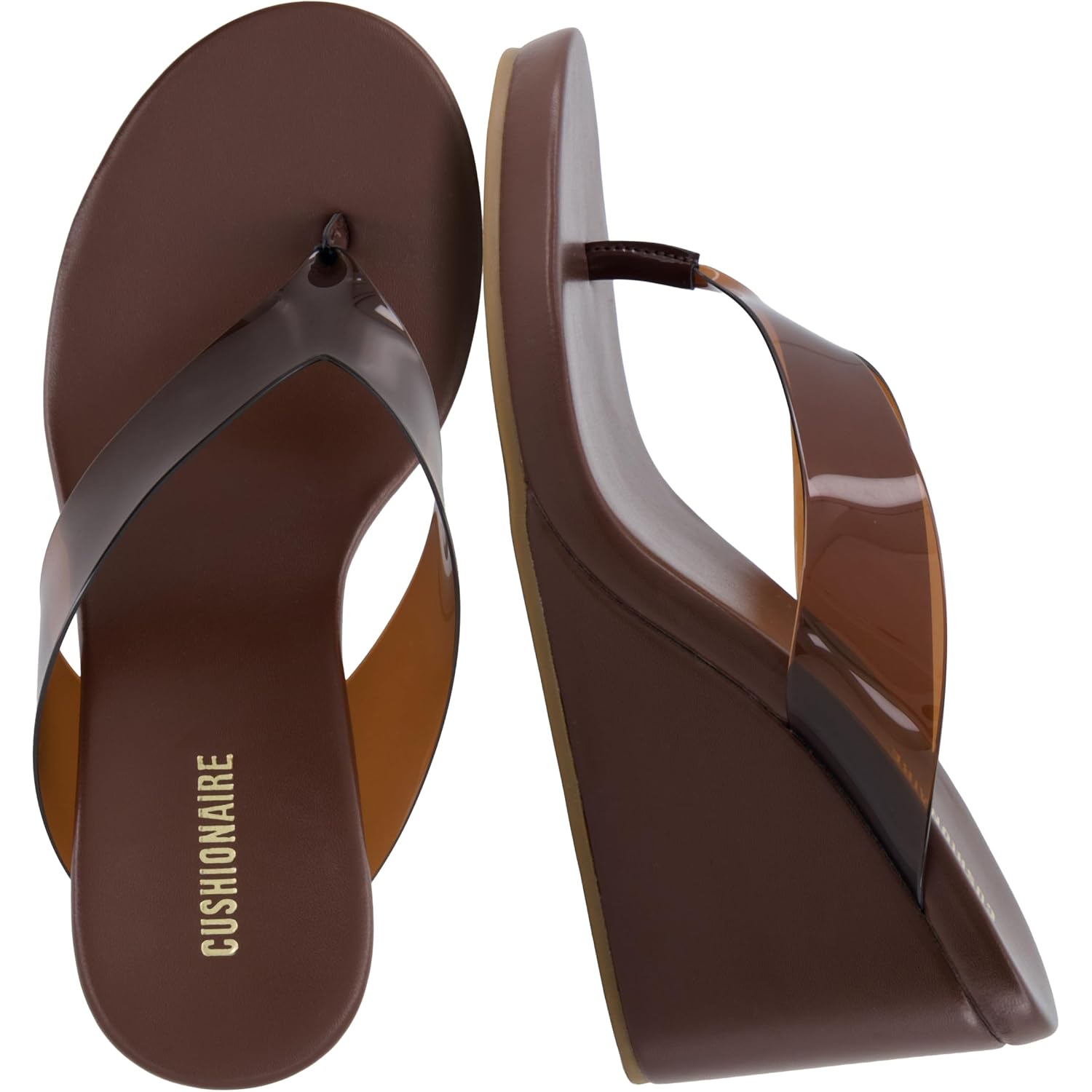 Cushionaire Bera Platform Thong Womens Sandals, Stylish Wedge Flip Flops For Women With Contoured Comfort Footbed