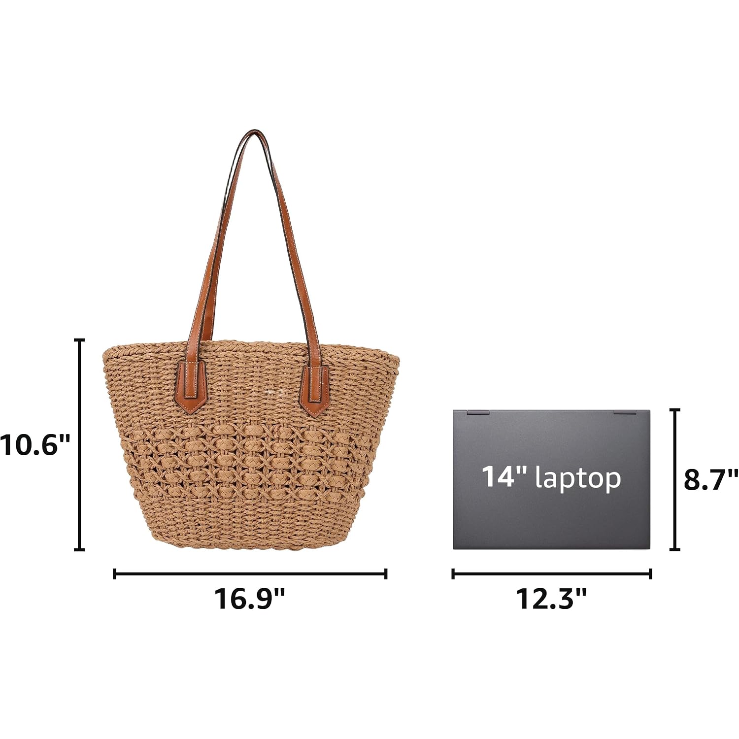 Women'S Straw Shoulder Bag Large Rattan Woven Totes Summer Travel Beach Handbag Handmade Top Handle Purse
