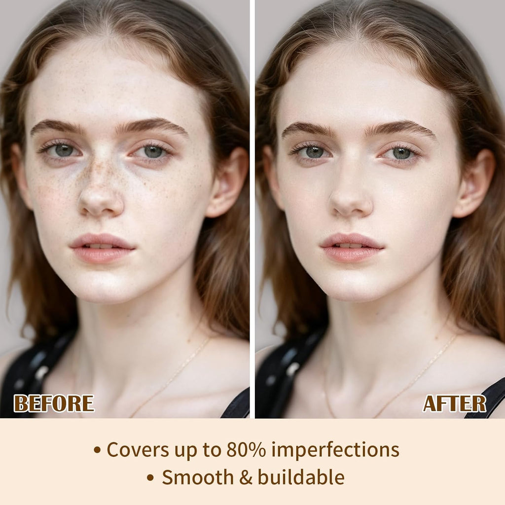 UCANBE 2-IN-1 Foundation + Concealer, Full Coverage Long-Lasting Matte Makeup for Normal, Combination and Oily Skin, Buildable Waterproof Formula with Hyaluronic Acid （01 Fair Ivory）