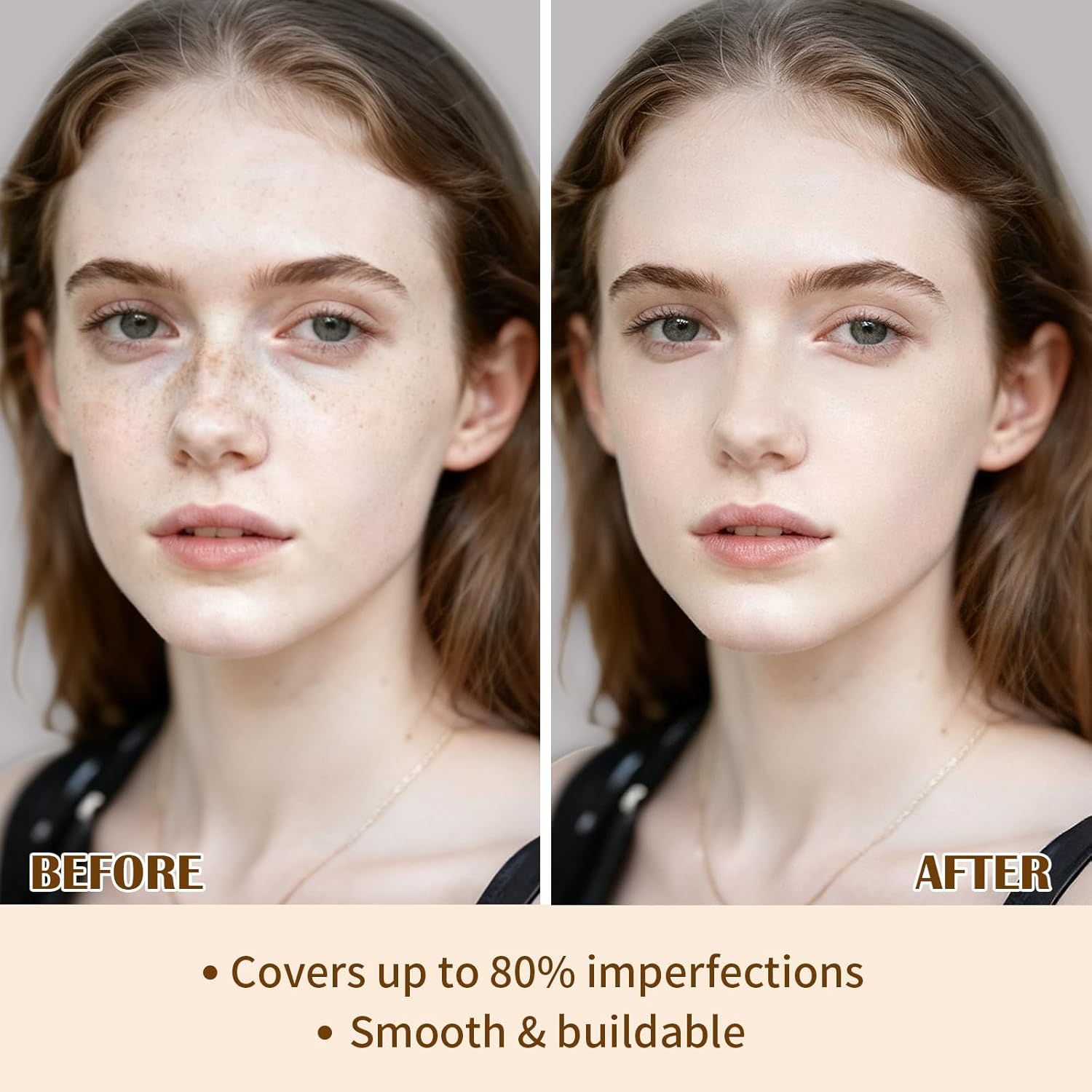 UCANBE 2-IN-1 Foundation + Concealer, Full Coverage Long-Lasting Matte Makeup for Normal, Combination and Oily Skin, Buildable Waterproof Formula with Hyaluronic Acid （01 Fair Ivory）