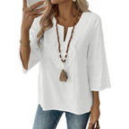 Evaless Boho Tops For Women Blouses Dressy Casual V Neck 3/4 Sleeve Shirts Spring Outfits Trendy Vacation Clothes