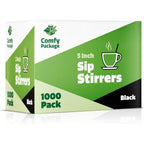 Comfy Package [1000 Count] 5 Inch Coffee & Cocktail Stirrers/Straws Disposable Plastic Sip Stir Swizzle Sticks - Black