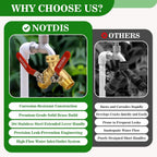 Hose Splitter 2 Way Heavy Duty Brass Garden Hose Splitter With 304 Stainless Steel Long Handle Outdoor Full Flow Hose Splitter Connector,Y Valve 3/4 Inch Ght Thread