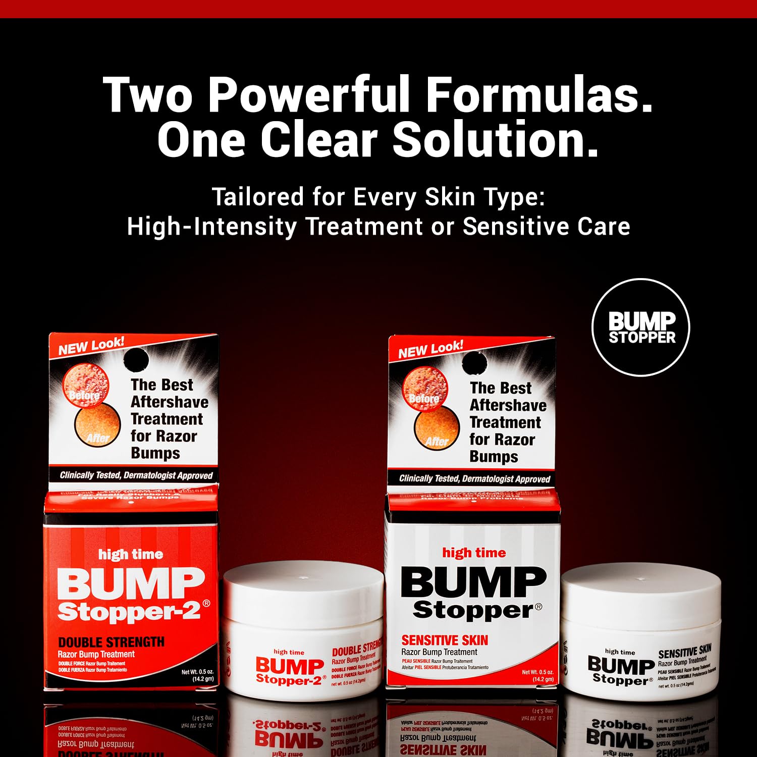 High Time Bump Stopper 2 Double Strength Ingrown Hair Cream for Face and Body | Aftershave Lotion for Men and Women | Razor Bump Balm | 0.5 OZ (2 Pack)