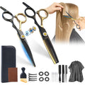 Japanese 6Cr13 Stainless Steel Hair Cutting Scissors Kit, 6” 21-Pcs Barber Scissors Set with Thinning Shears, Sharp No-Pull Blades for Barbers, Cosmetology Students & Home Use