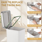 Small Bathroom Trash Can With Lid And 3 Rolls Trash Bags, Step Pedal Wastebasket Plastic Garbage Can With Pop-Up Lid 2.6 Gallon Bin For Kitchen, Bedroom, Office, Dorm, Laundry, Toilet, Rv, White