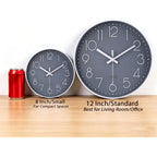 Wall Clock 12 Inch Non-Ticking Silent Battery Operated Round Wall Clock Modern Elegant Simple Style Clock For Home Office Kitchen Bedroom Living Room