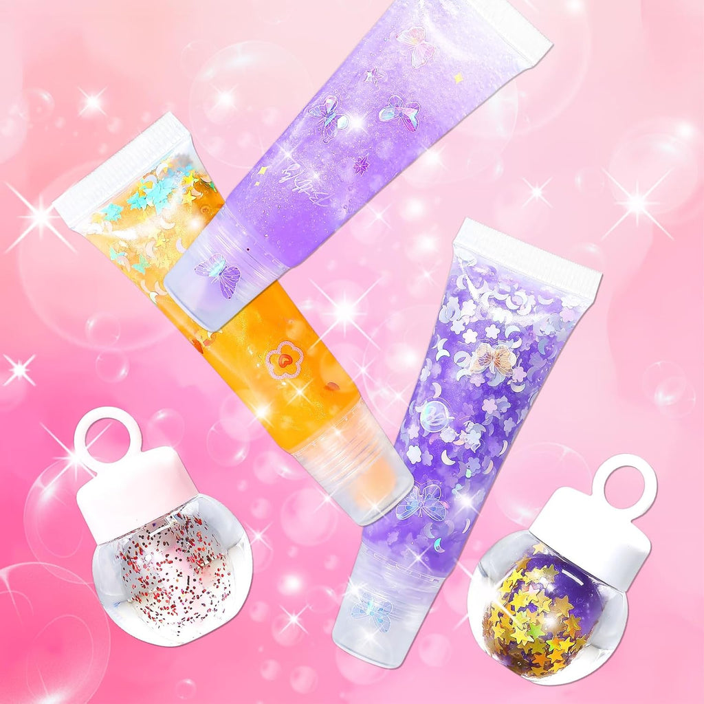 WhizToys 74PCS DIY Lip Gloss Making Kit，Make Your Own Lip Glosses Moisturizing DIY Lip Glaze Handmade Glittery Set for Teens Girls Women Makeup Lover Beginner Birthday Gift