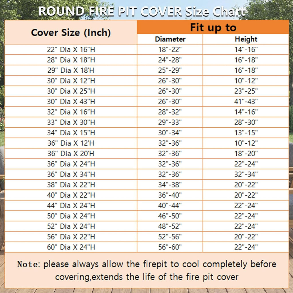 Fire Pit Cover 36"Dia X 24"H,Waterproof Heavy Duty 600D Polyester