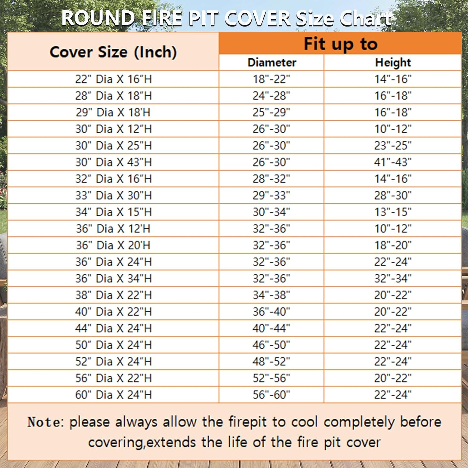 Fire Pit Cover 36"Dia X 24"H,Waterproof Heavy Duty 600D Polyester