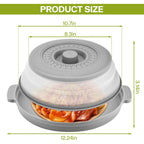 Microwave Splatter Cover for Food with Anti-scald Base Plate,Large BPA-Free Silicone Vented Avoid Scalding Collapsible Guard Lid,Kitchen Essential Gadgets for Meal Prep-10.7 Inch (gray)