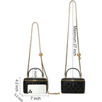 DORIS&JACKY Small Quilted Box Crossbody Purse For Women, Designer Lambskin Leather Mini Top Handle Tote Bag With Chain Strap