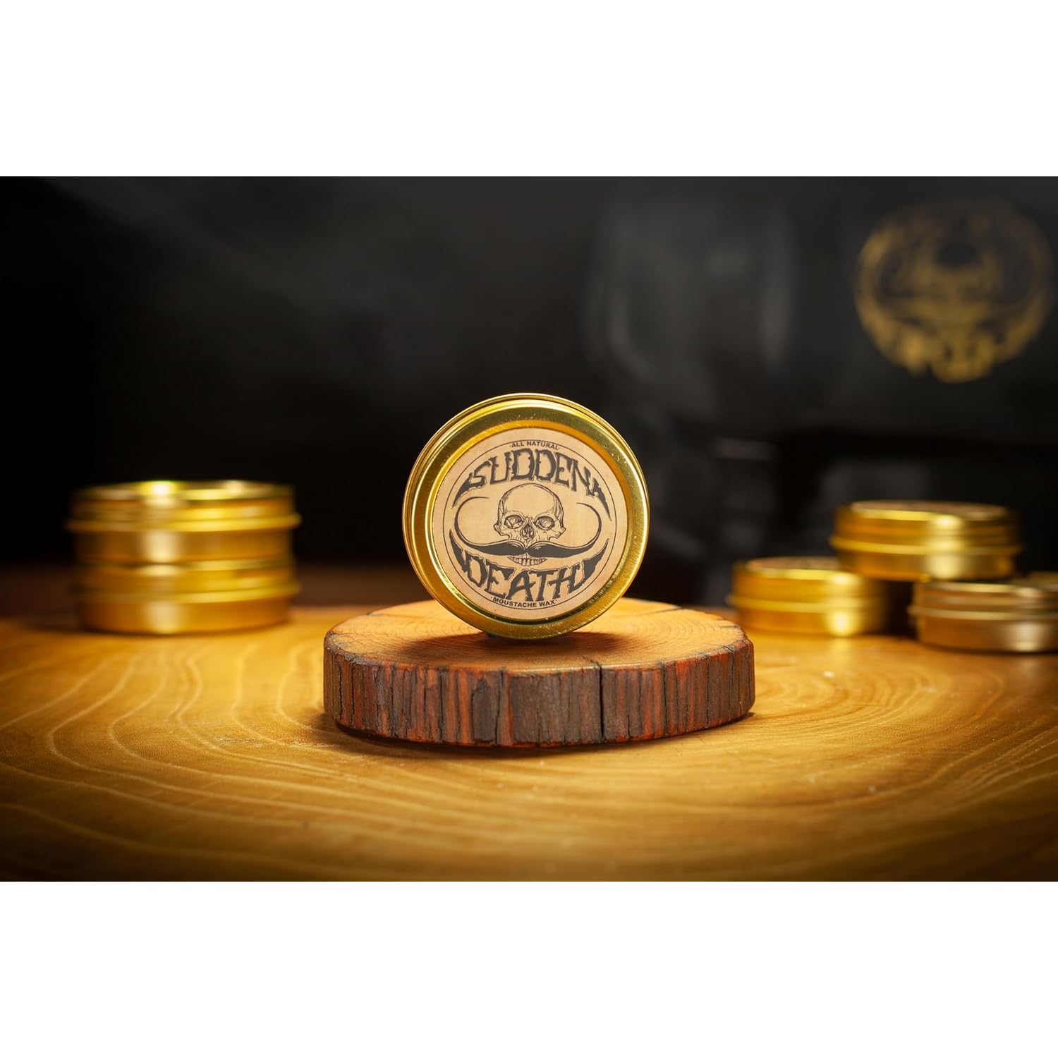 Mustache Wax Strong Hold Grooming For Men | Sudden Death Moustache & Beard Wax 1oz Tin | Perfect For Handlebar Mustaches By Death Grip | No Heat Source Required