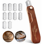 Wooden Bread Lame Dough Scoring Tool, Handcrafted Bread Scoring Tool For Sourdough Bread Baking, Upgraded Sourdough Scoring Tool With Screw Lock & 10 Razor Blades(Reddish Brown)