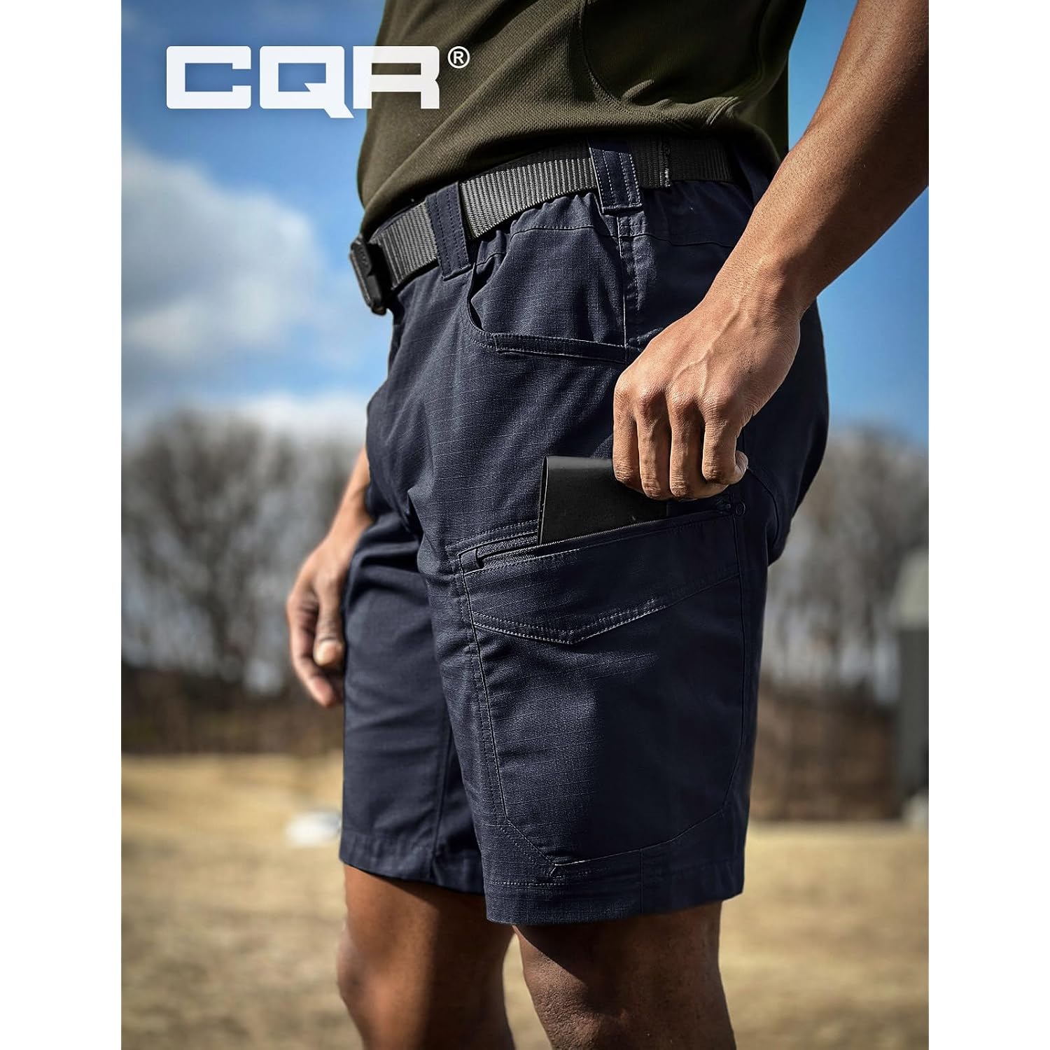 Cqr Men'S Flex Casual Cargo Shorts, Lightweight Water Resistant Golf Shorts, Stretch Tactical Work Shorts With Multi-Pocket