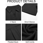 Womens Short Sleeve Polo Shirts V Neck Business Dressy Casual Tops Summer Collared Trendy Tees