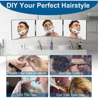 Lmznxcz 3 Way Mirror For Self Hair Cutting,360 Haircuts Men For Barber Use Tools,To See Back Of Head,Tri Fold Mirror With Portable Height Adjustable Telescoping Hooks (6.7" X 10.8")