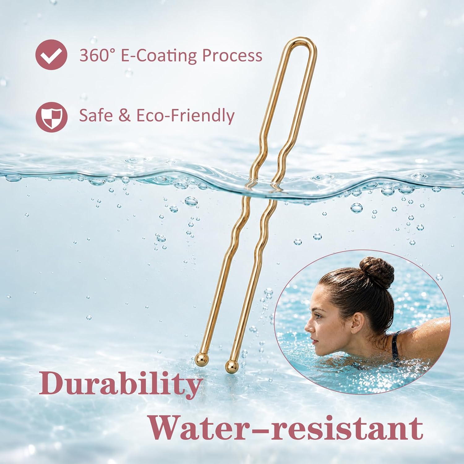 U Shaped Gold Hair Pins For Buns, 100 Pcs 2.8" Blonde Hair Pins For Women Hair Styling With Thick Hair