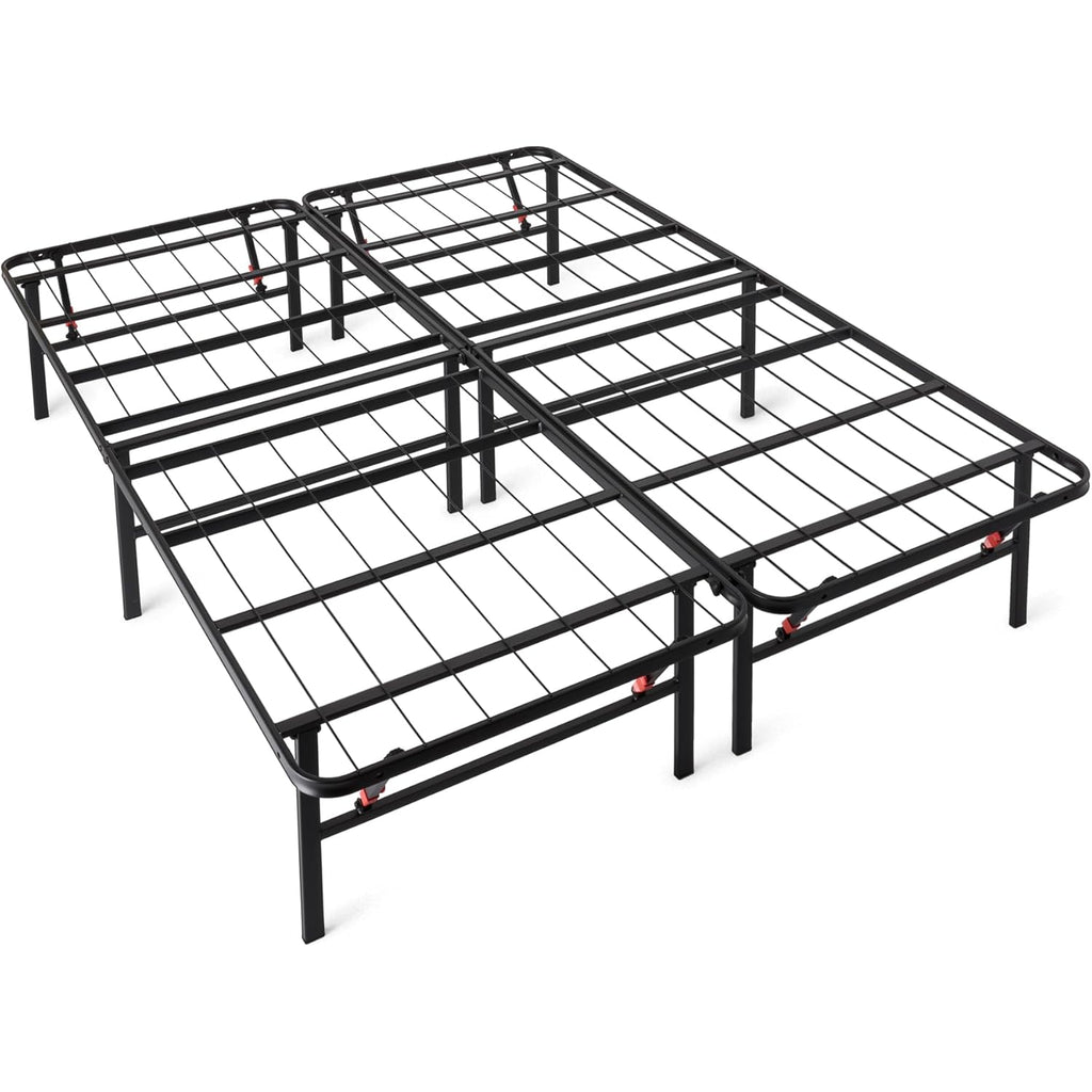 Amazon Basics Bed Frame with Storage, Foldable Metal Platform, Sturdy Steel, No Box Spring Needed, 14-inch High, Tool-Free Setup, Noise Free, Easy Assembly, Queen Size, Black