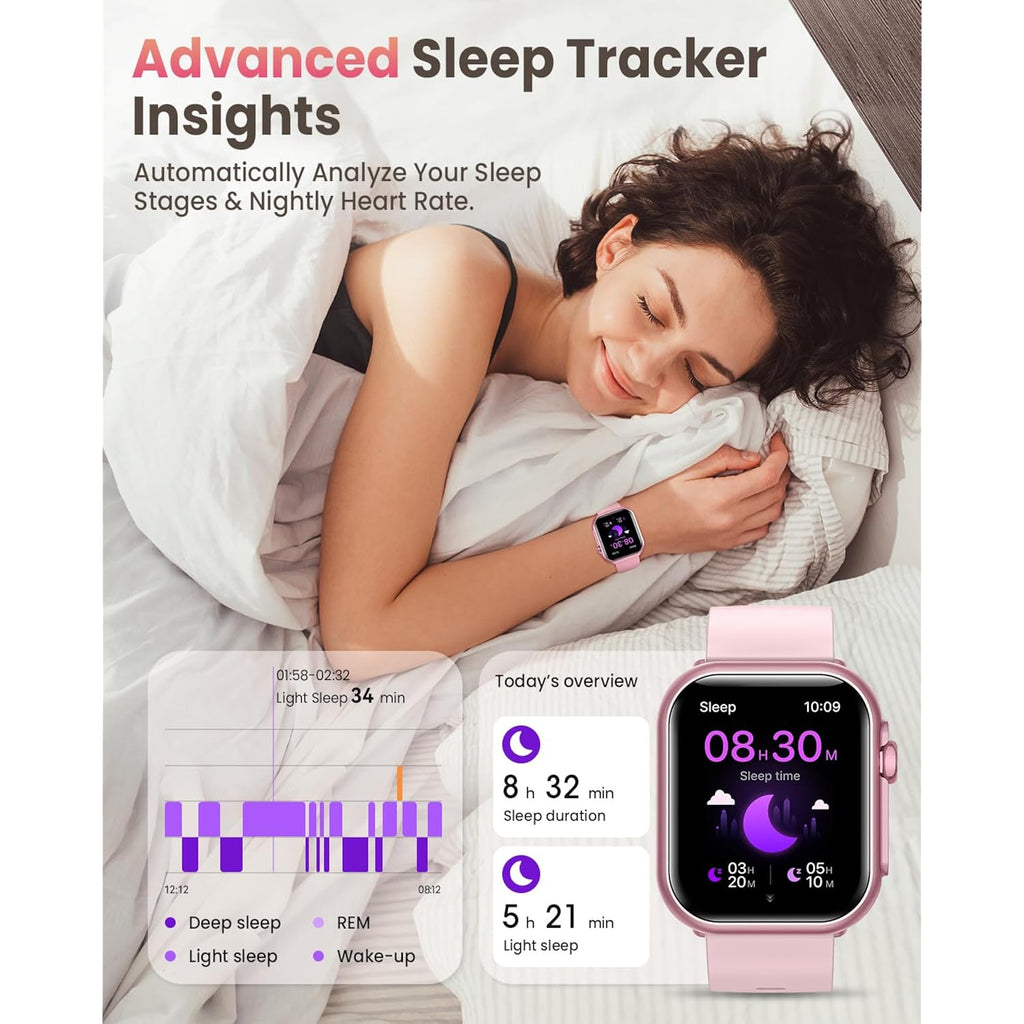 Smart Watch for Women Men Fitness: 1.85" Smart Watch with 30 Days+ Battery Life Make/Recive Call Heart Rate SpO2 Sleep Monitor 120+ Sport IP68 Waterproof Fitness Tracker Watch for iPhone Android