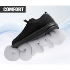 Larnmern Steel Toe Loafers Women Lightweight Comfortable Slip On Walking Casual Flats Sneakers Work Safety Shoes