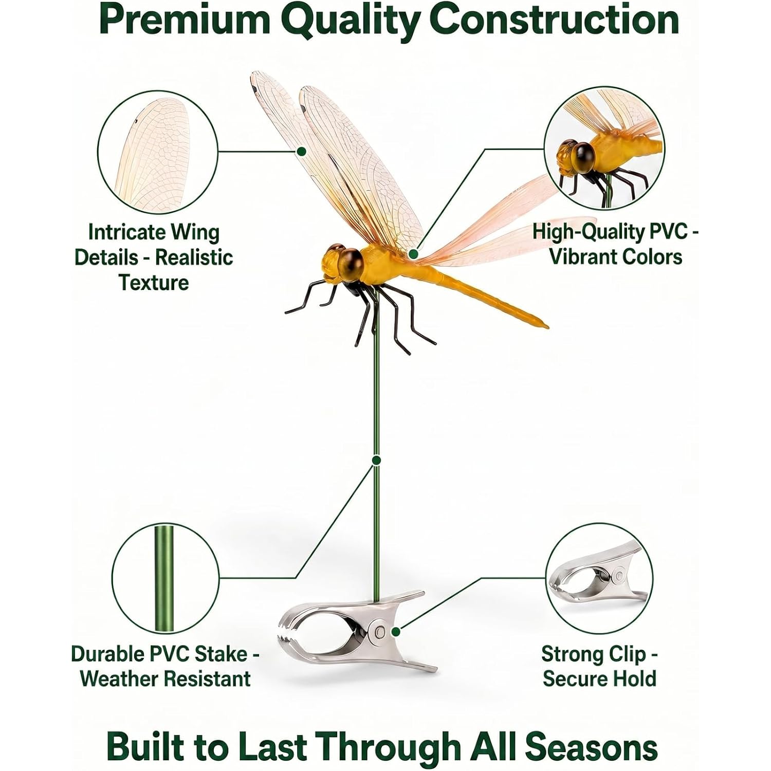 8 Pack Dragonfly Decoy Clips, 3D Realistic Wingman For Outdoor Garden, Nature-Inspired Visual Deterrent For Wasps, Flies And Bees, Clip-On Decoration For Hats, Backpacks And Patio